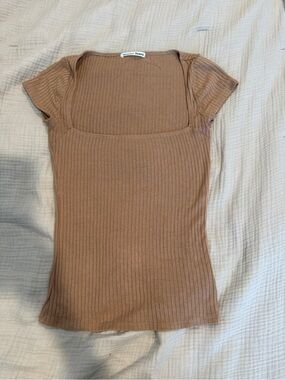 Reformation Ribbed Short Sleeve Top in Camel Size XS Like New